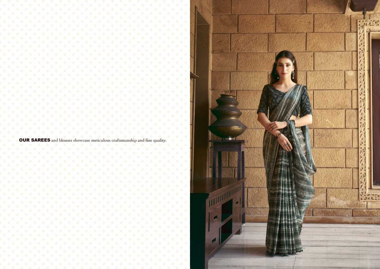 Exquisite Gajji Silk Floral Print Saree with Handwork & Stone Border