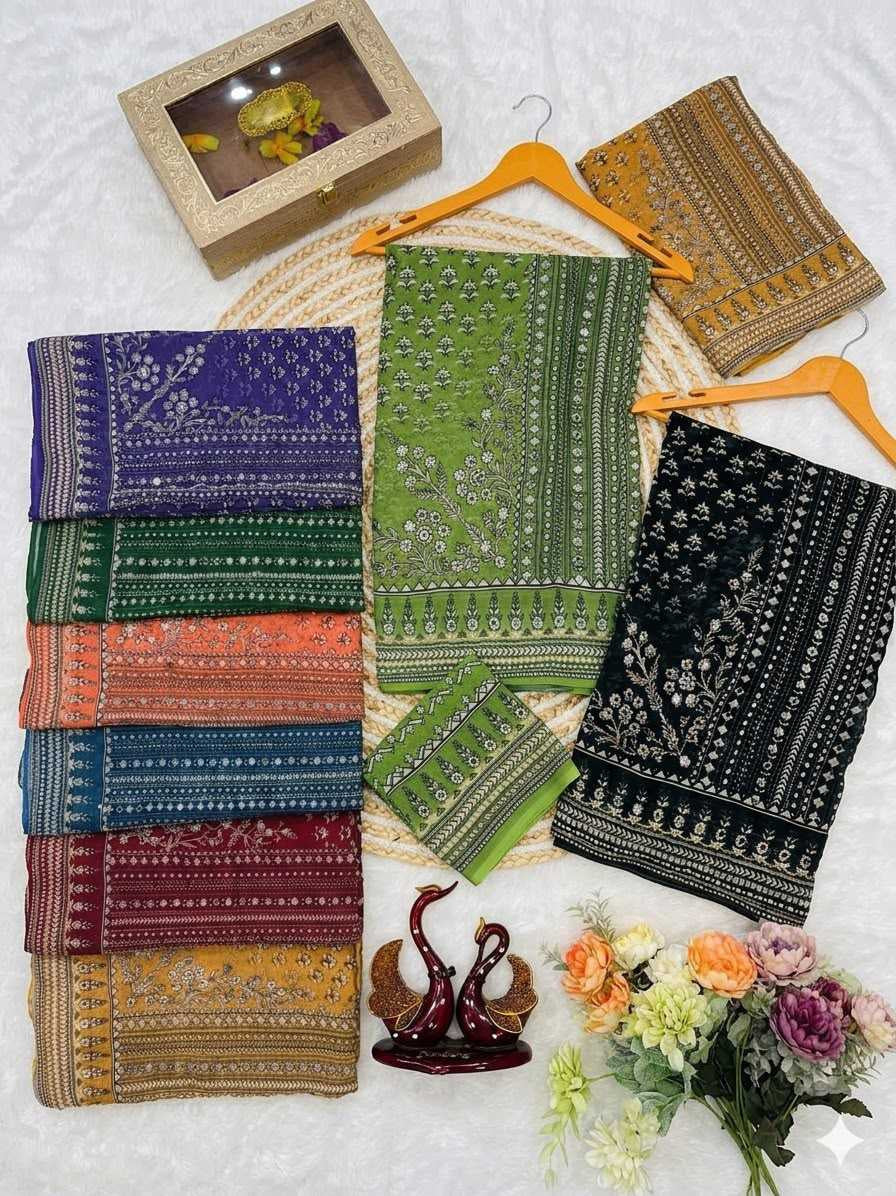 Premium Heavy Soft Georgette Saree with Digital Print, Katdana & Real Mirror Work