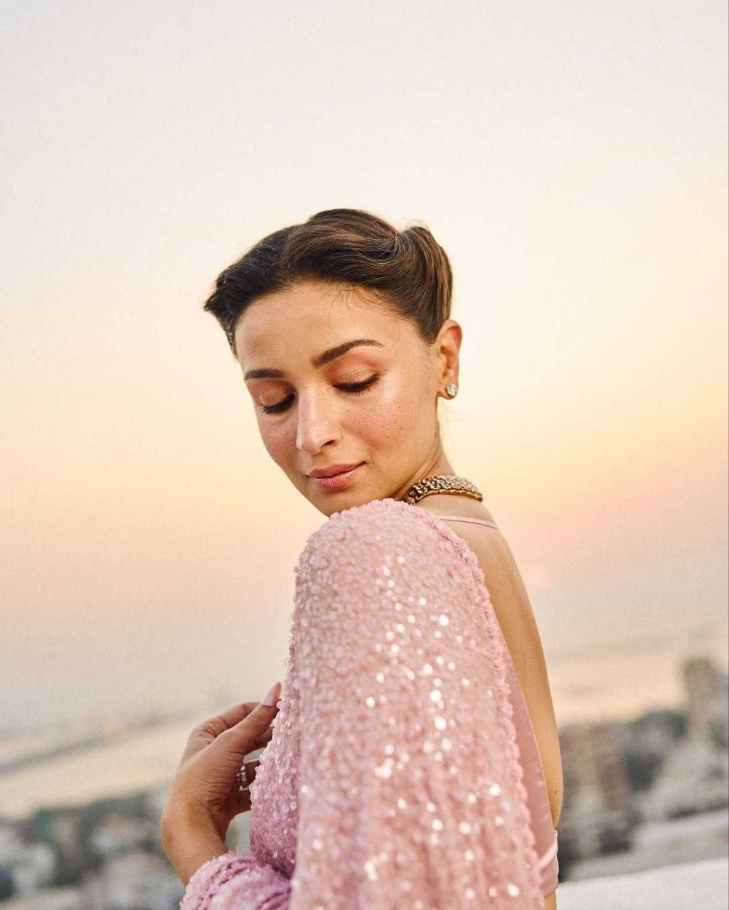 Heavy Georgette Saree with Full Sequence Embroidery & Monobanglori Silk Cotton Blouse