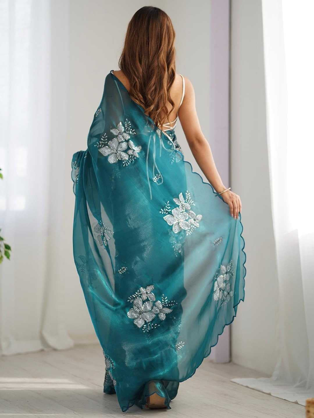 Premium Jimmy Choo Saree with Embroidery & 3MM Sequins Work
