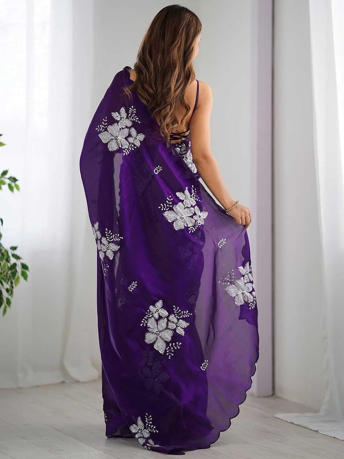 Premium Jimmy Choo Saree with Embroidery & 3MM Sequins Work
