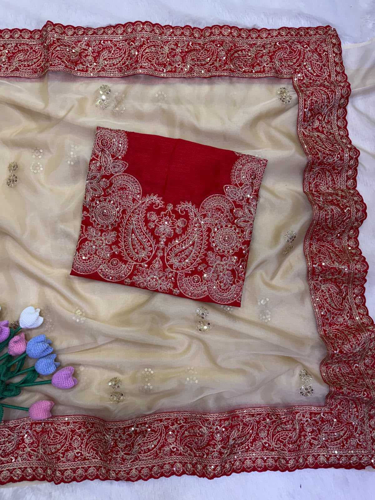 Premium Soft Silk Saree with Heavy Embroidery, Zari & Sequin Work