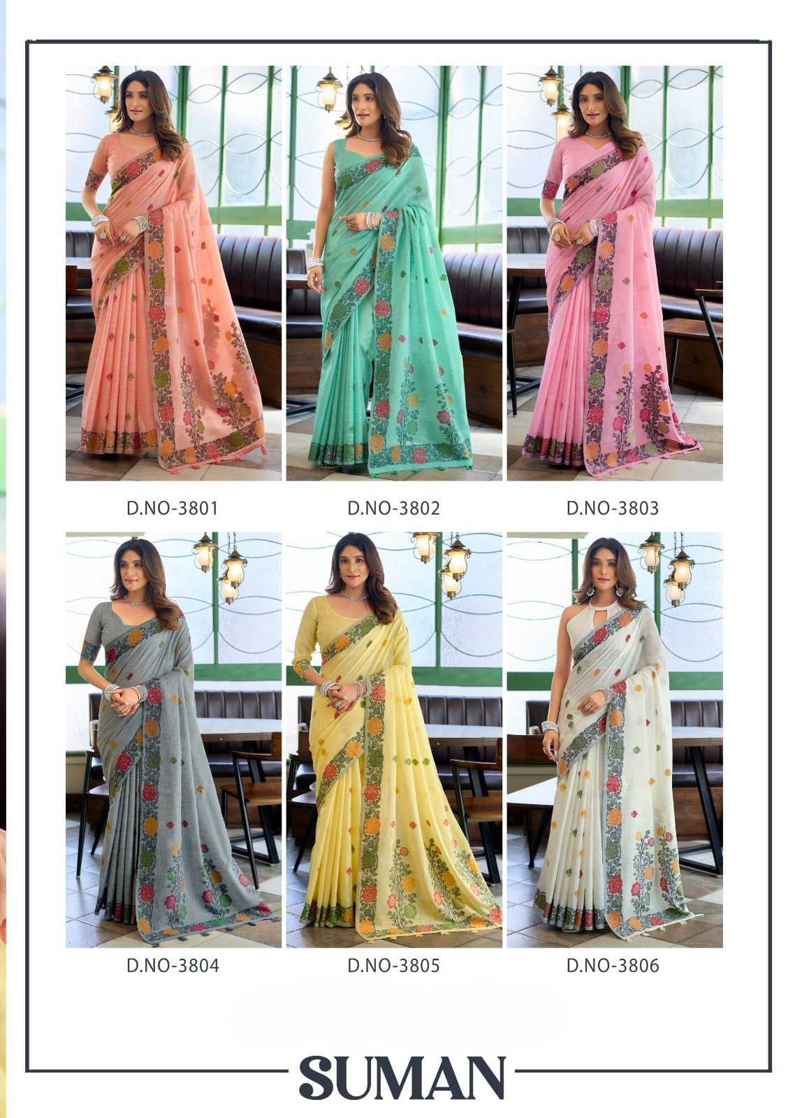 Heavy Linen Jacquard Handloom Saree with Fancy Tassels