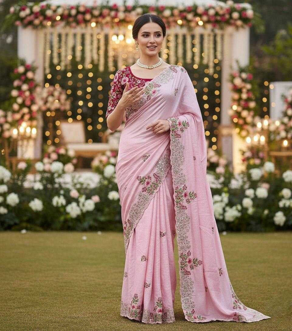 Premium Dola Silk Saree with Heavy Embroidery Work