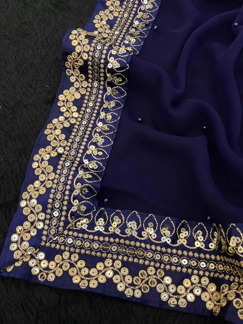 Heavy Organza Silk Saree with Thread, Sequence & LCD Diamond Work