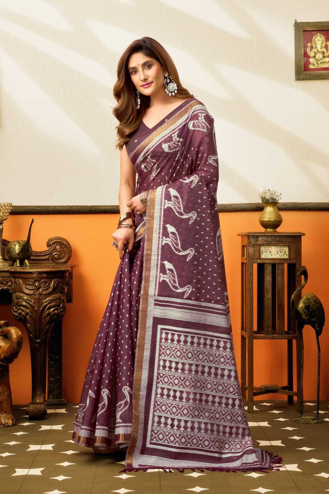 Cotton Saree with Traditional Jhallar & Jacquard Weaving