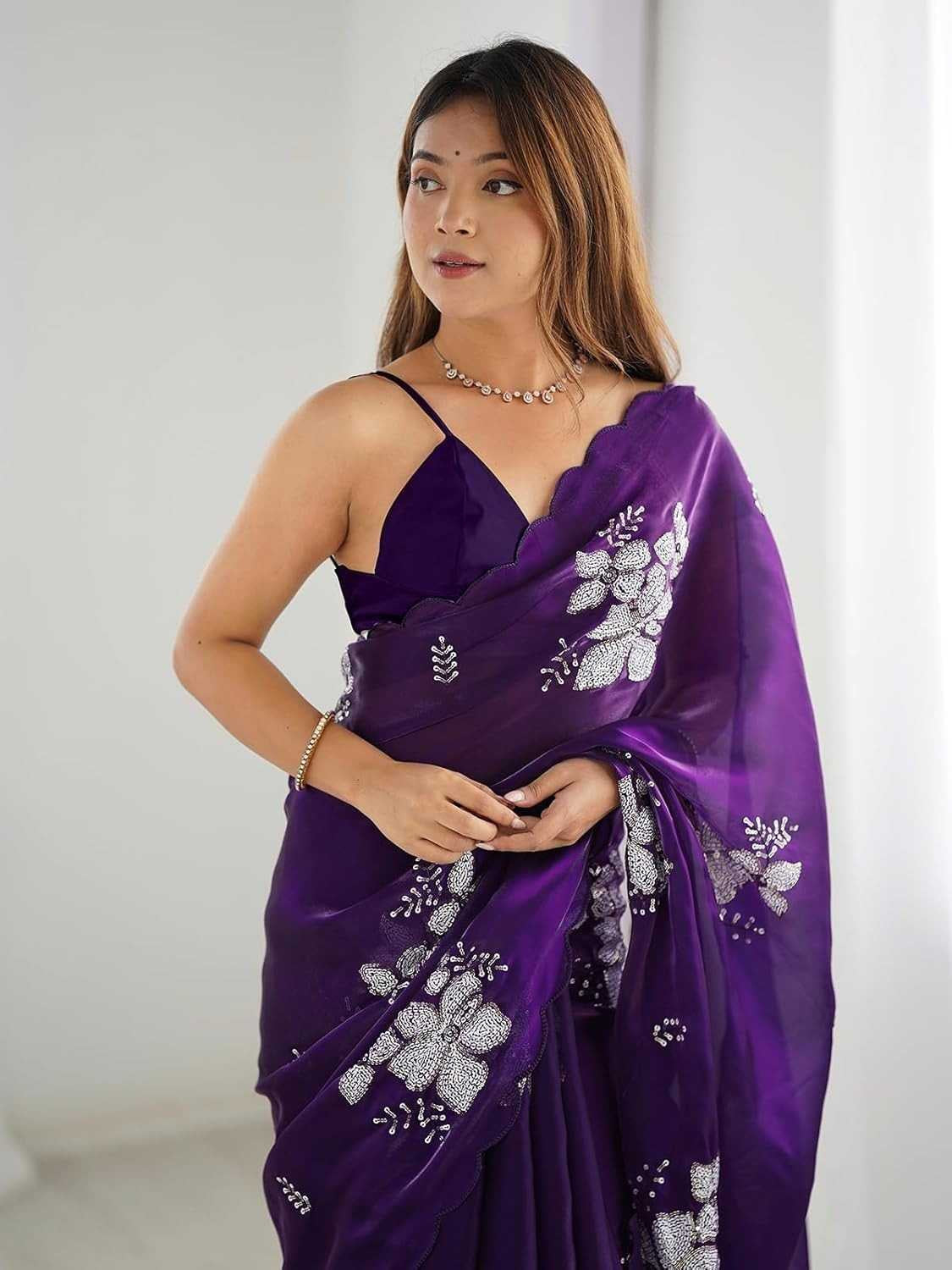 Premium Jimmy Choo Saree with Embroidery & 3MM Sequins Work