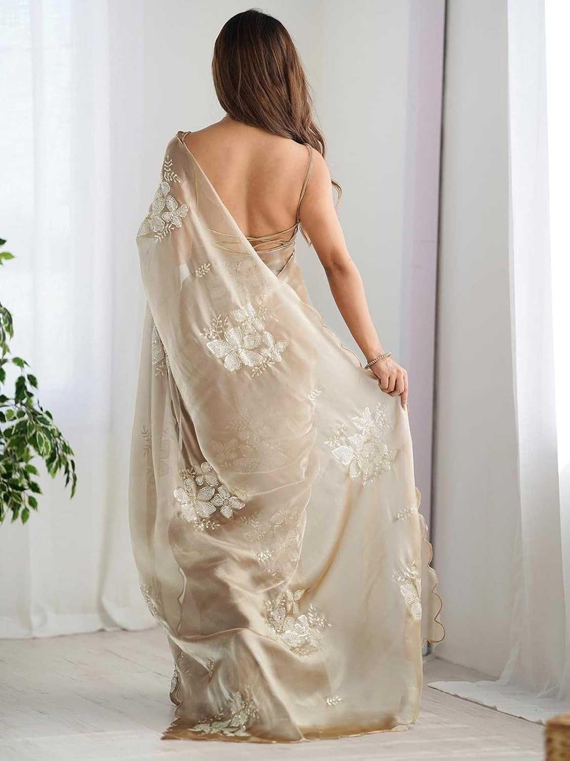 Premium Jimmy Choo Saree with Embroidery & 3MM Sequins Work
