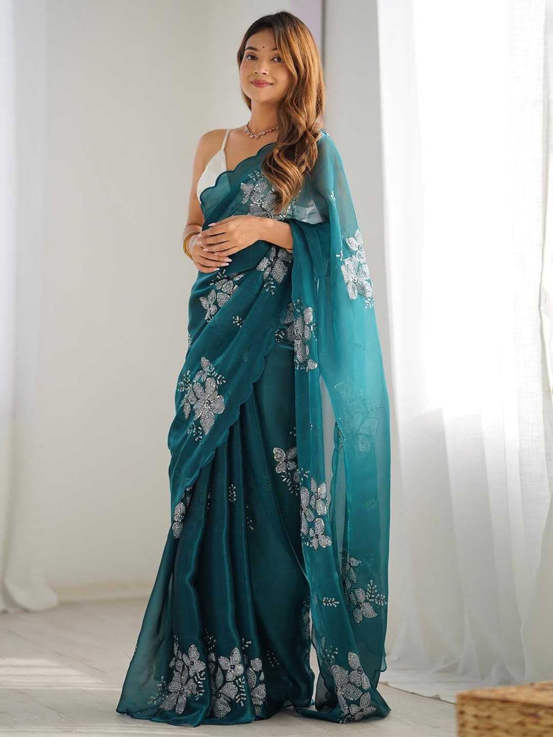 Premium Jimmy Choo Saree with Embroidery & 3MM Sequins Work