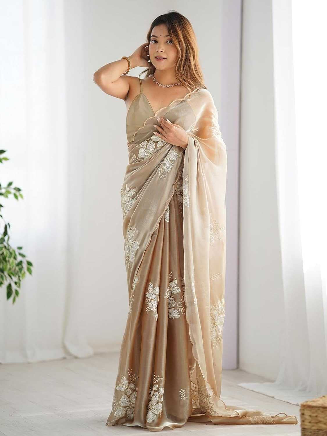 Premium Jimmy Choo Saree with Embroidery & 3MM Sequins Work