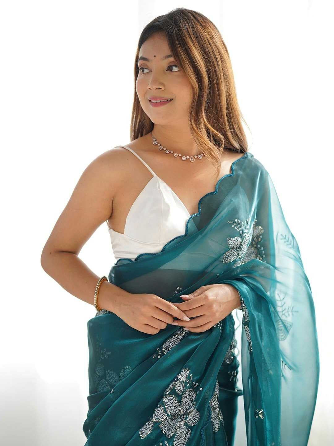 Premium Jimmy Choo Saree with Embroidery & 3MM Sequins Work