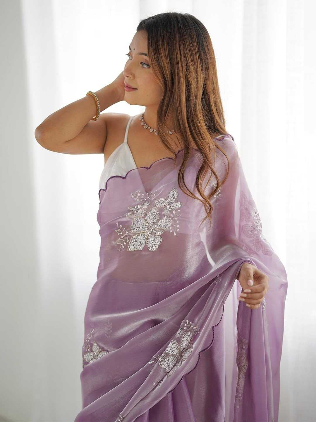 Premium Jimmy Choo Saree with Embroidery & 3MM Sequins Work