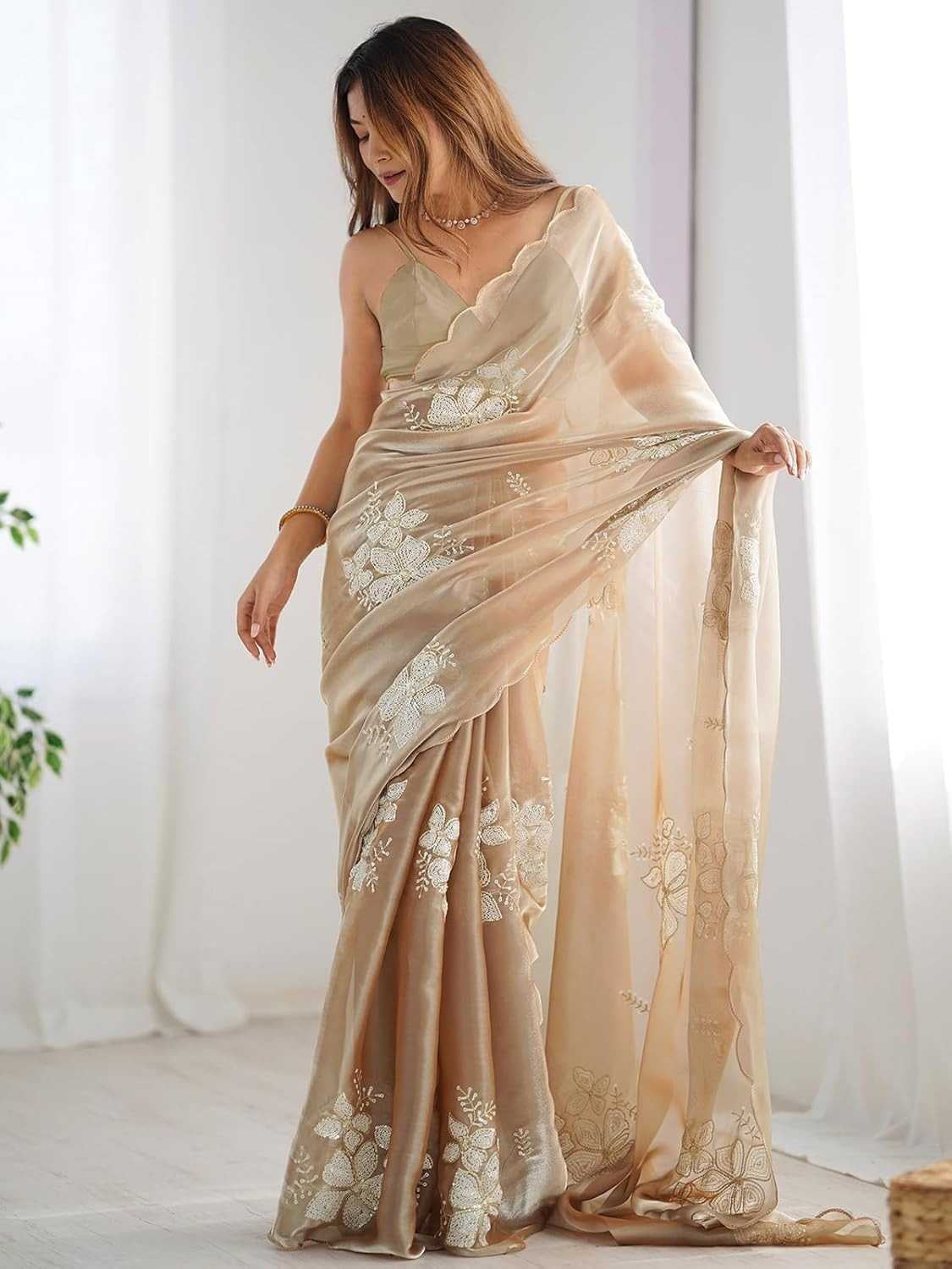 Premium Jimmy Choo Saree with Embroidery & 3MM Sequins Work