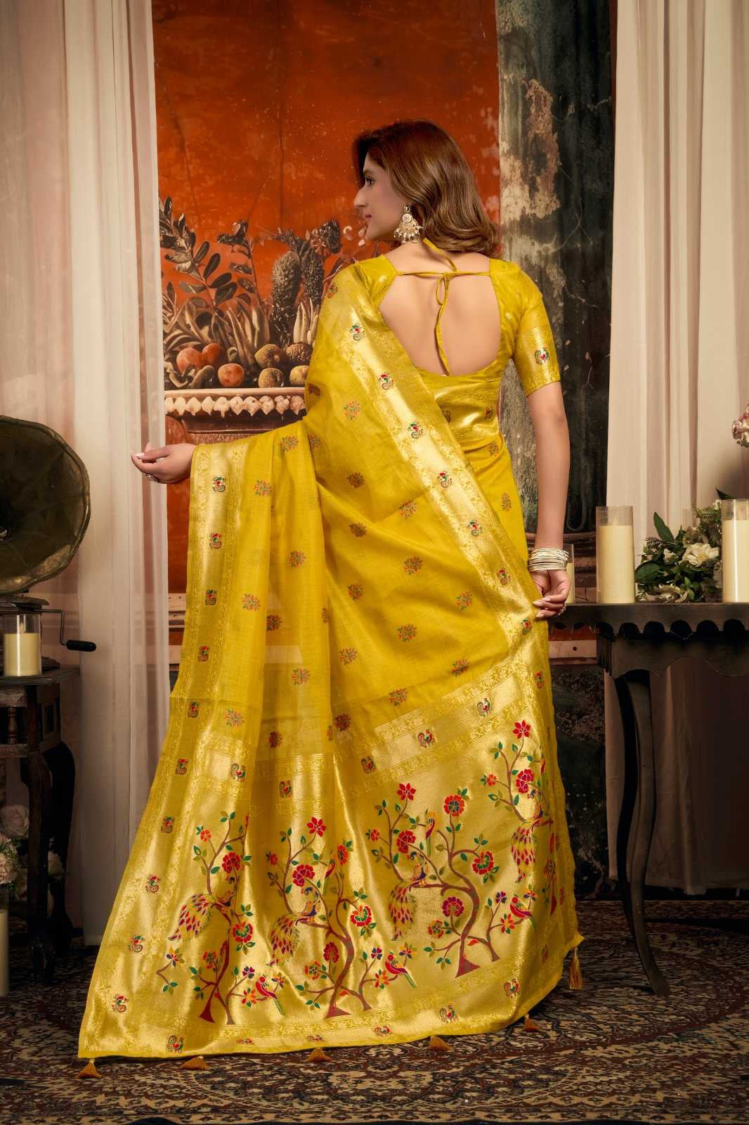 Heavy Super Kota Paithani Saree with Zari Border, Jacquard Weaving & Fancy Tassels
