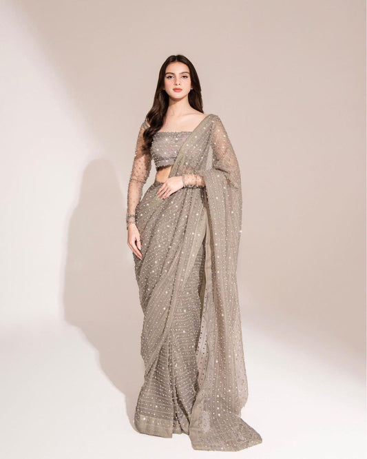 Georgette swarovski dimond work saree