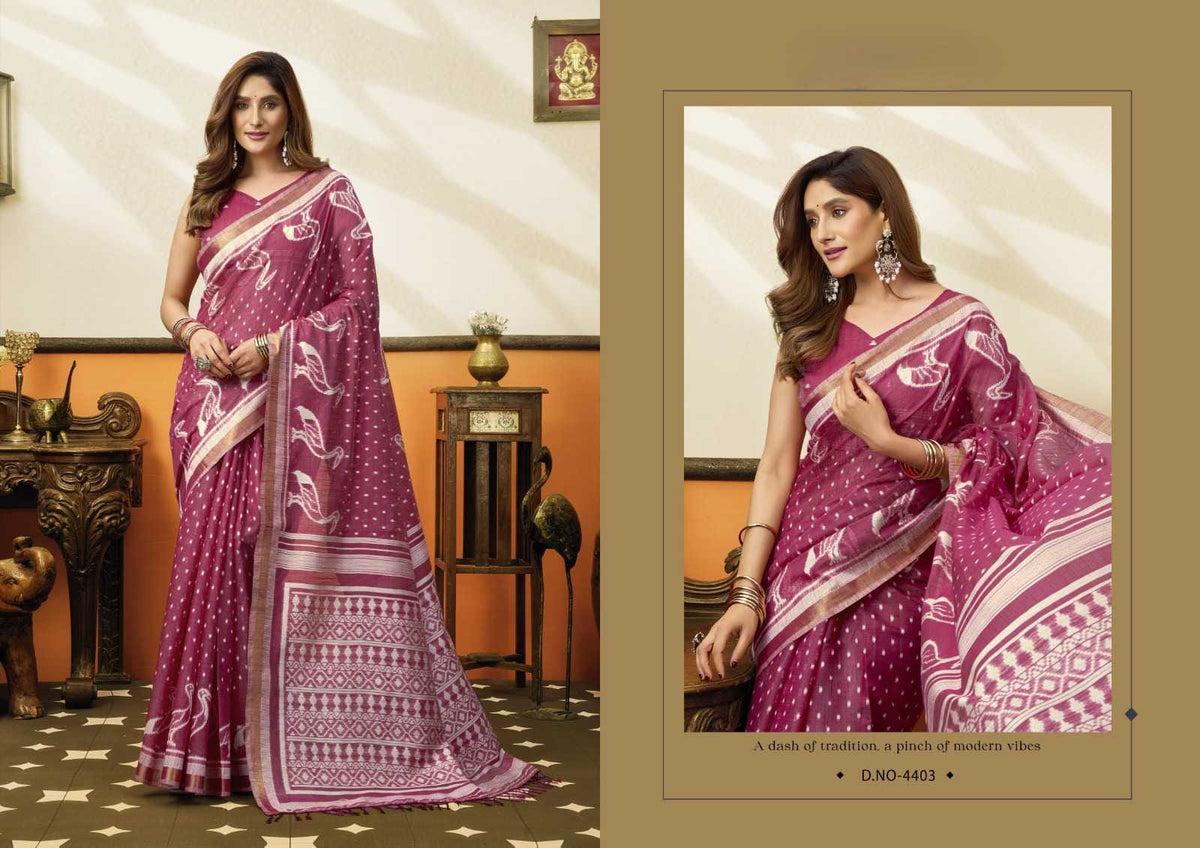 Cotton Saree with Traditional Jhallar & Jacquard Weaving