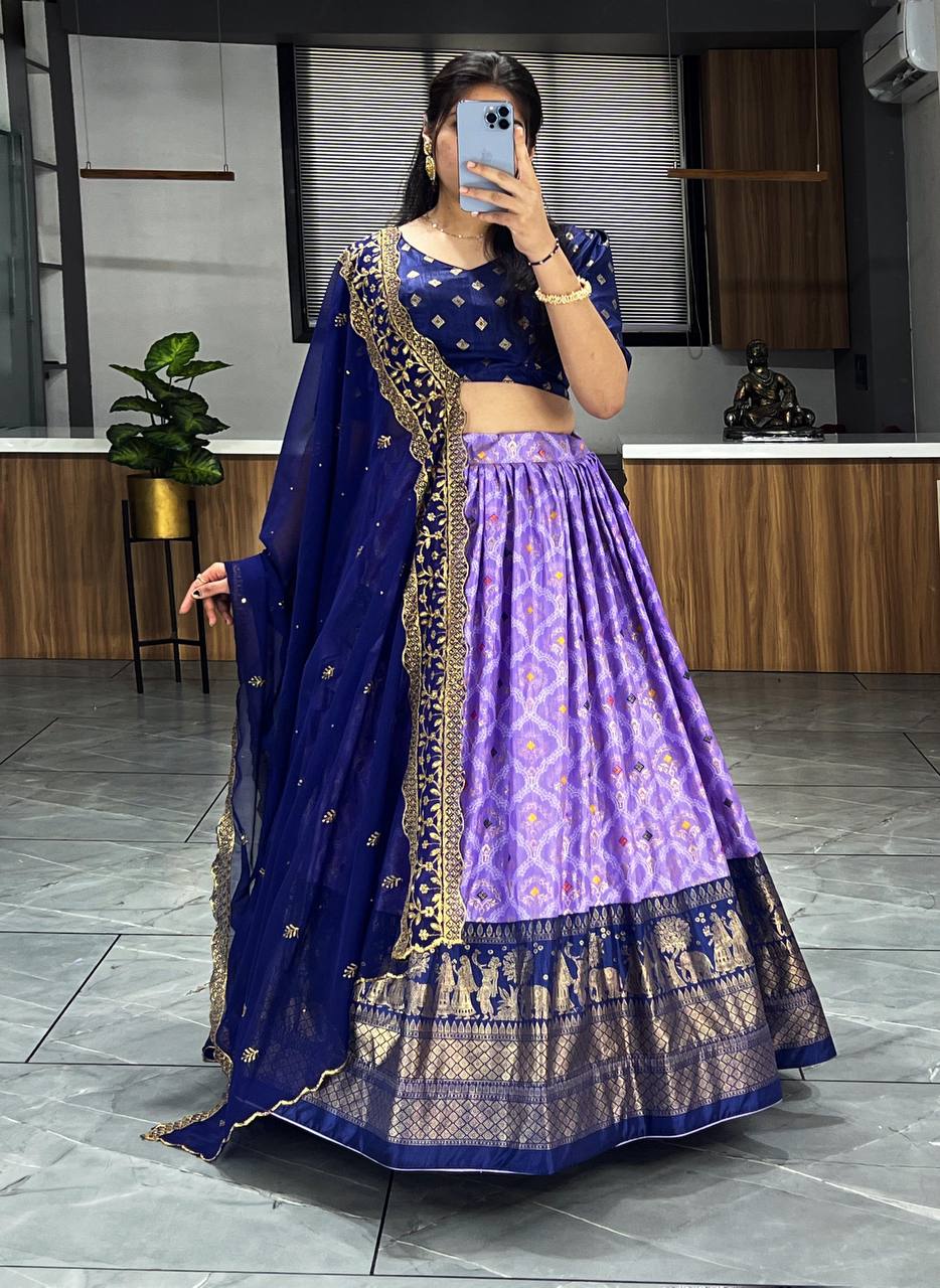 Charming Purple Dolla Silk Bandhani Print Lehenga Choli With Dupatta