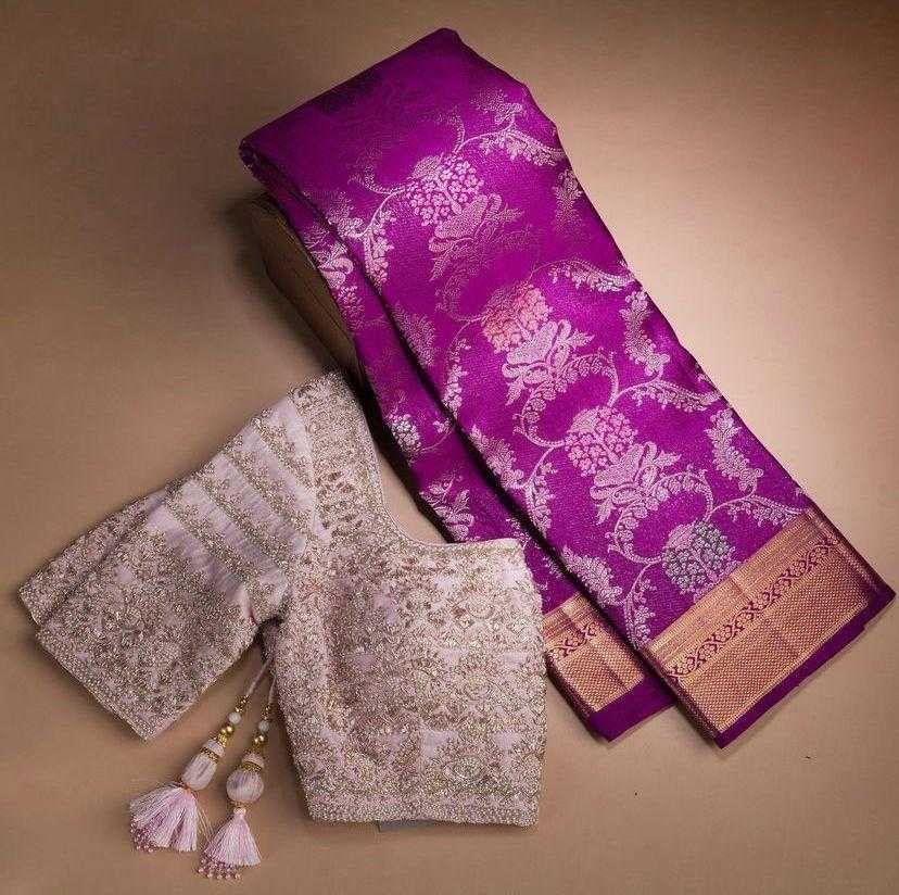 Premium Banarasi Soft Silk Saree with Woven Work & Embroidered Blouse