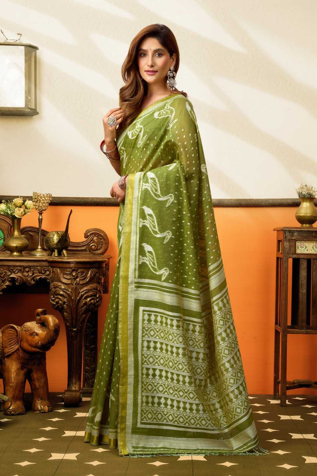 Cotton Saree with Traditional Jhallar & Jacquard Weaving