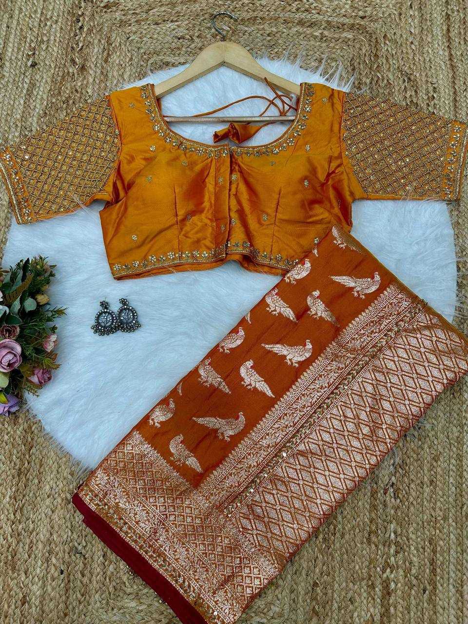 Premium Soft Silk Weaving Saree with Matching Border Blouse