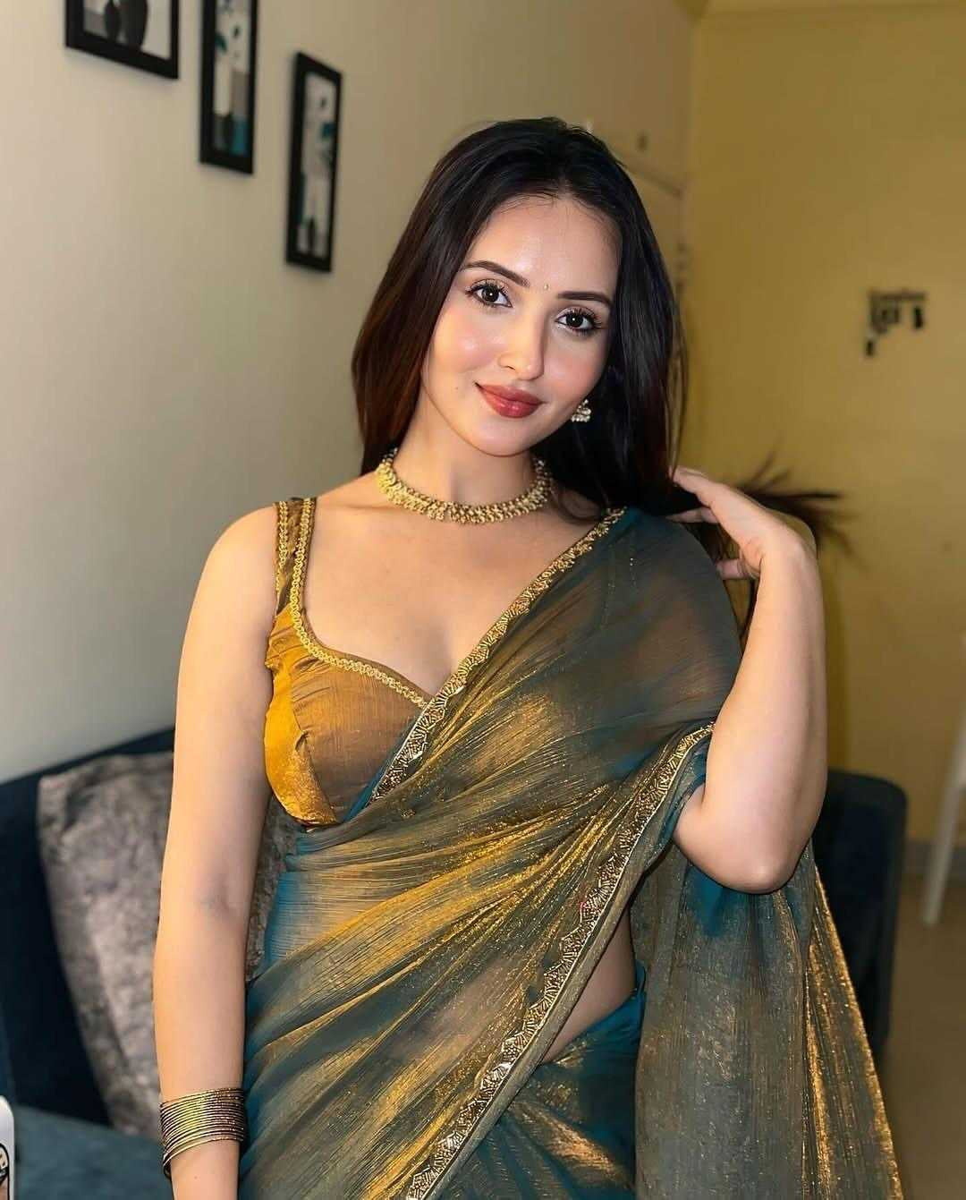 Elegant Twill Net Saree with Gold Lace Work & Matching Blouse