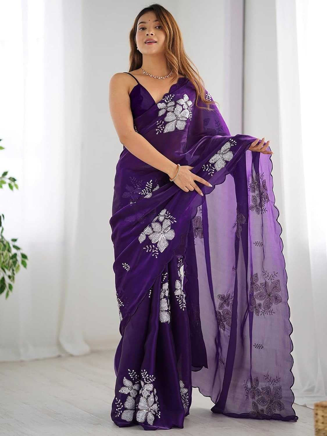 Premium Jimmy Choo Saree with Embroidery & 3MM Sequins Work