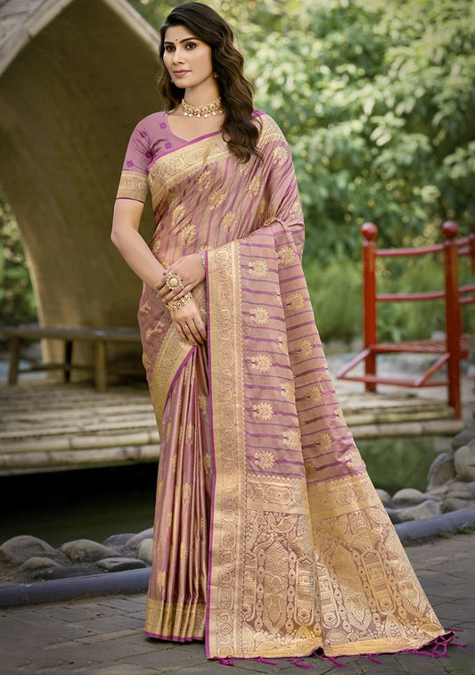 Sangam Prints wine Silk Woven Work Festival Saree