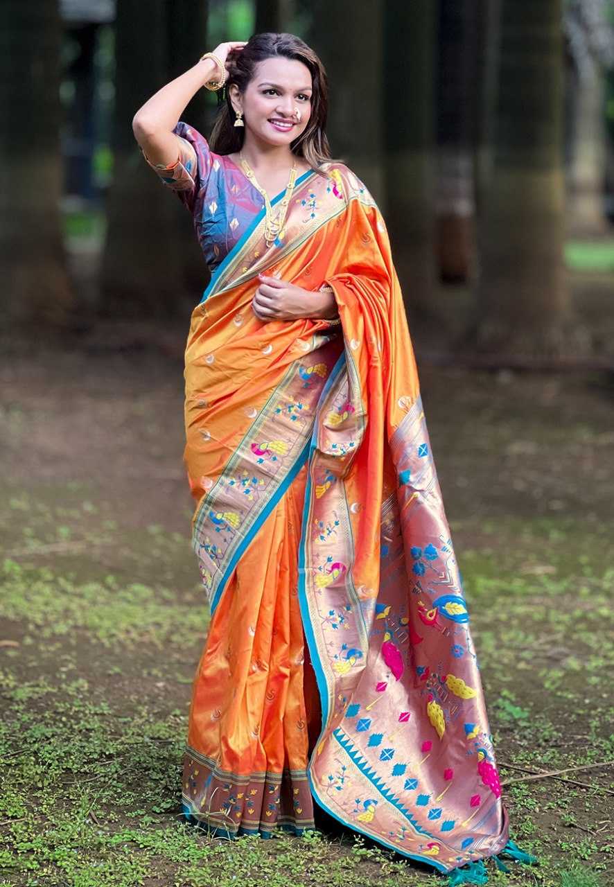 Paithni Silk Zari Woven Saree With Blouse For Women