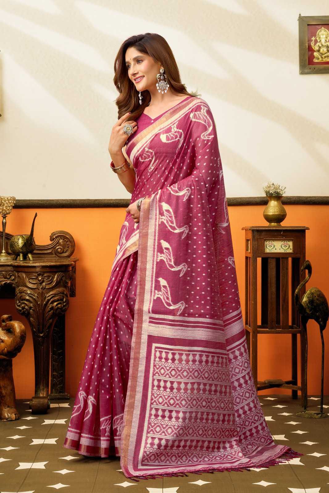 Cotton Saree with Traditional Jhallar & Jacquard Weaving