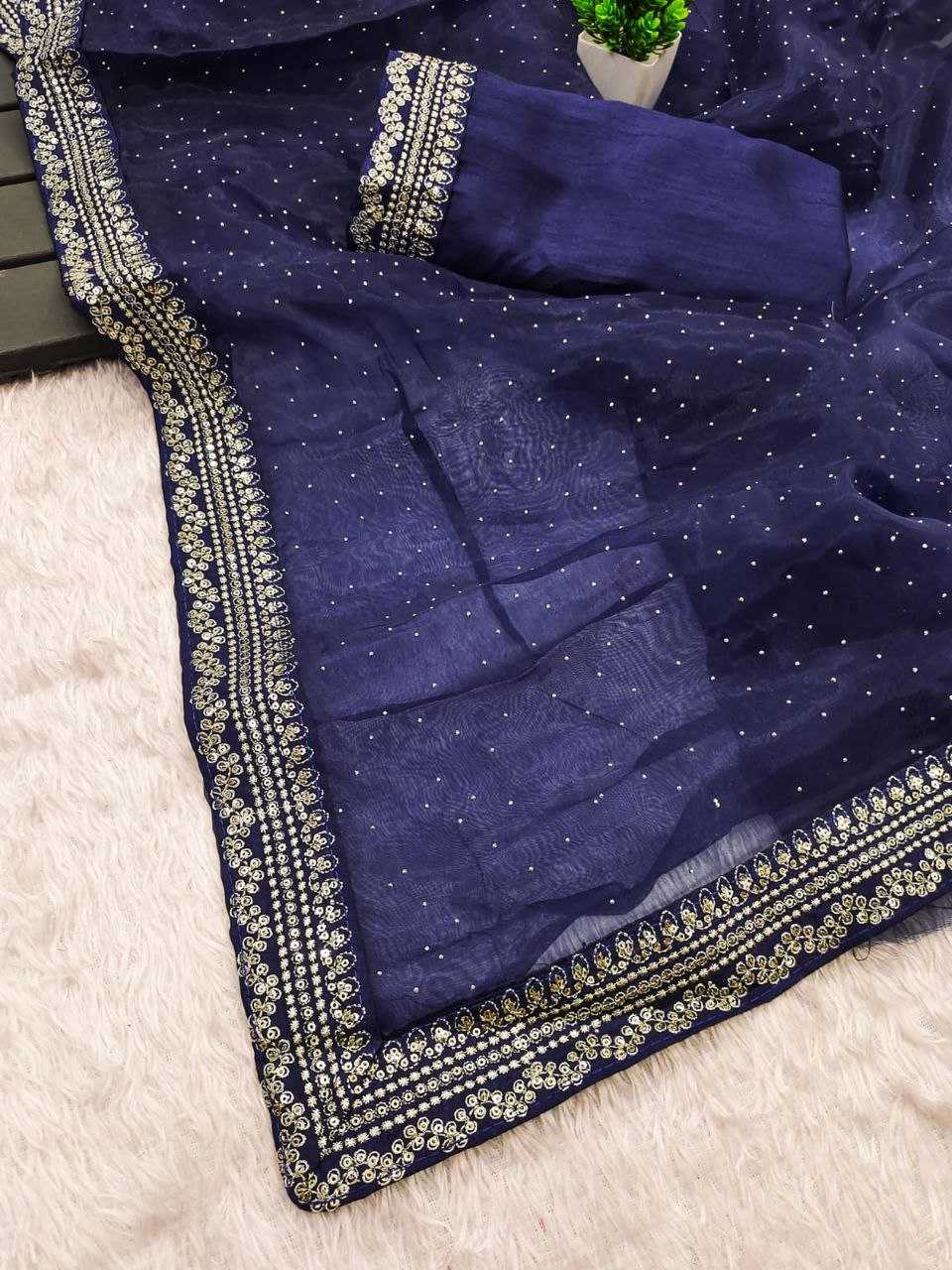 Heavy Organza Silk Saree with Thread, Sequence & LCD Diamond Work