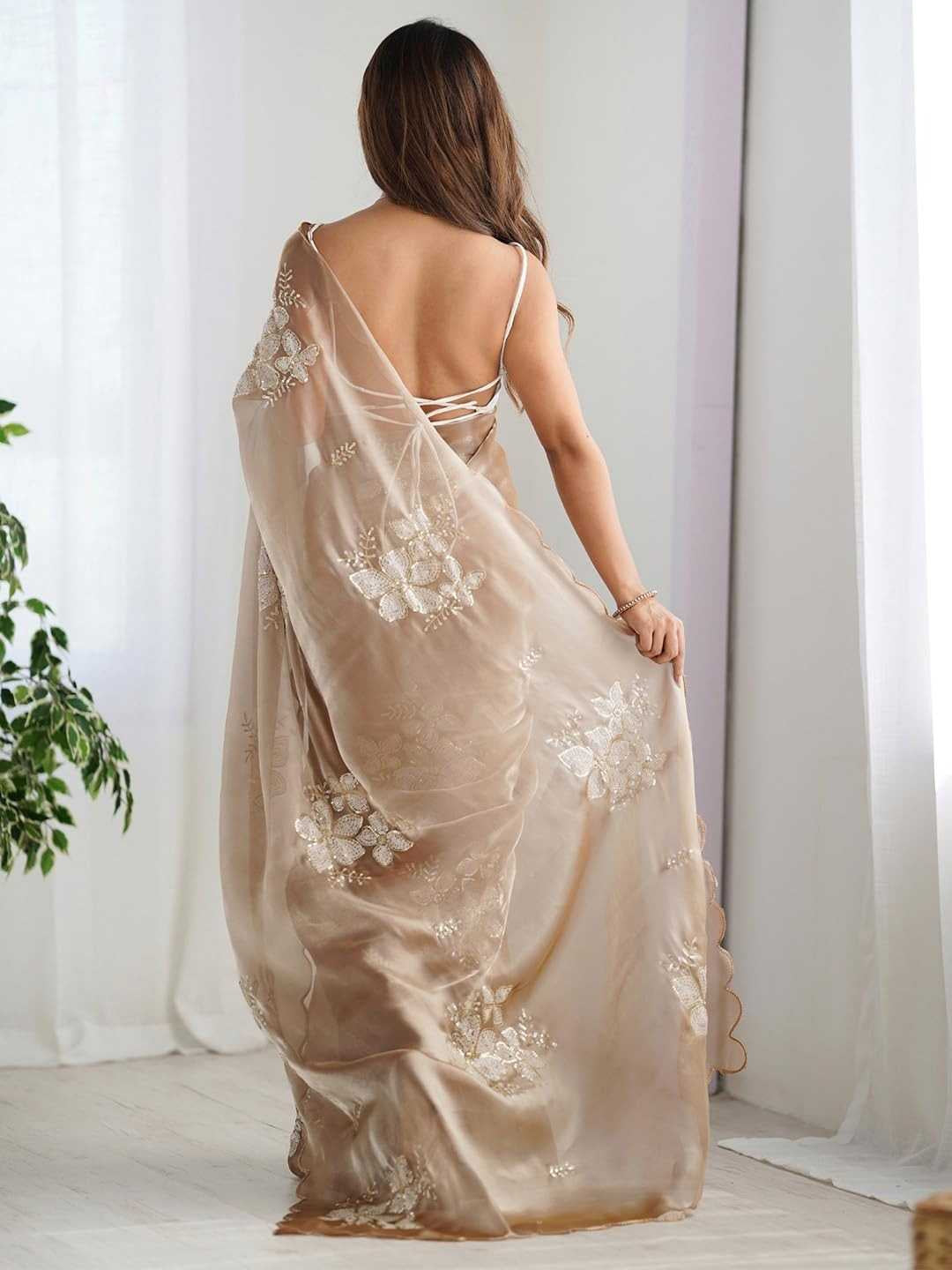 Premium Jimmy Choo Saree with Embroidery & 3MM Sequins Work