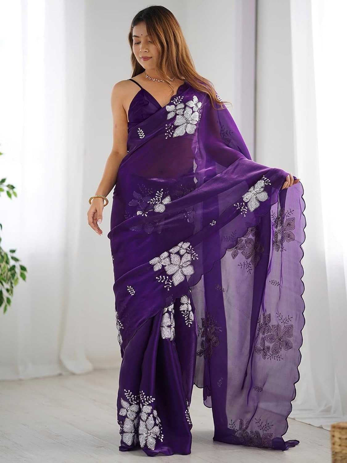 Premium Jimmy Choo Saree with Embroidery & 3MM Sequins Work