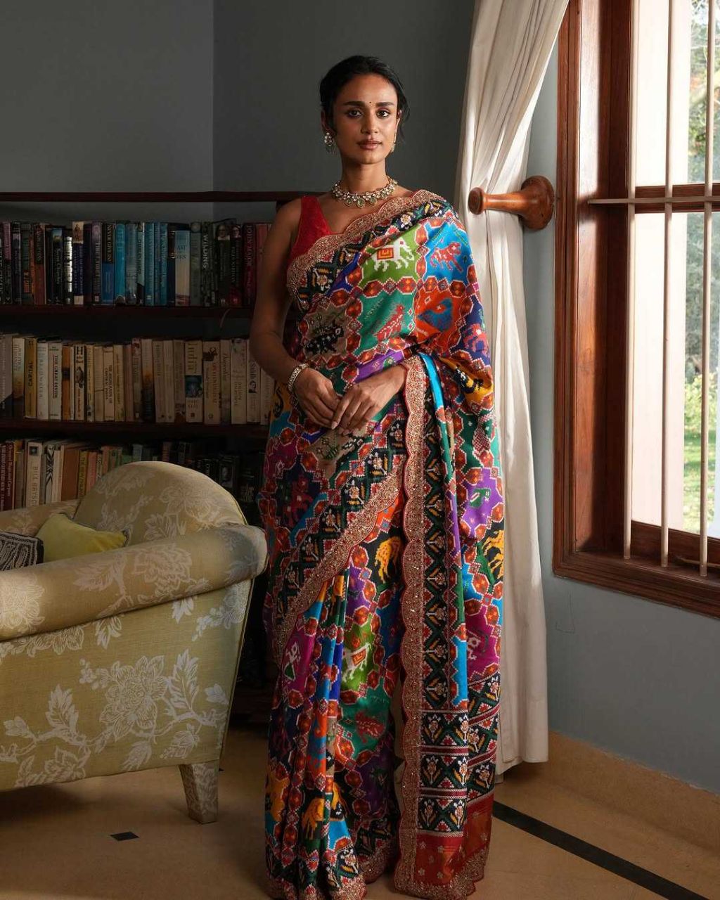 Pure Handwoven Patola Silk Saree with Running Blouse (Bandhani Work)