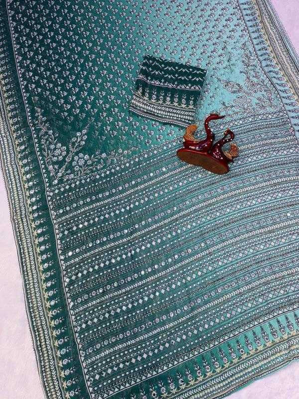 Premium Heavy Soft Georgette Saree with Digital Print, Katdana & Real Mirror Work