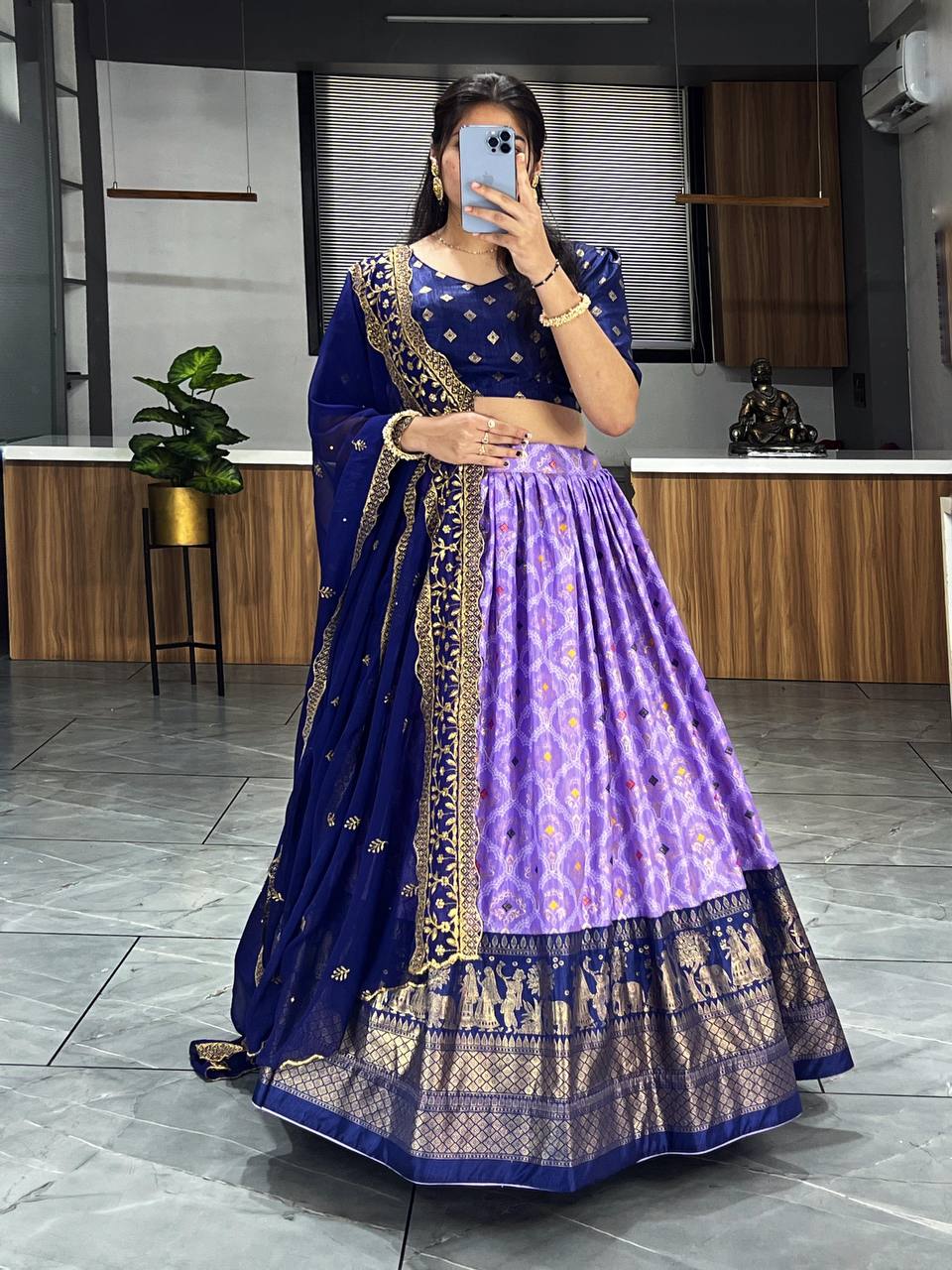Charming Purple Dolla Silk Bandhani Print Lehenga Choli With Dupatta