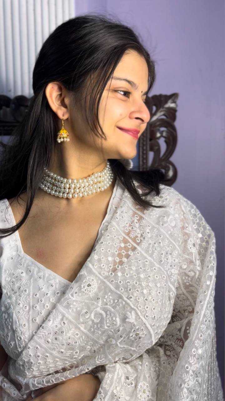 Pure Organza Embroidered Saree with Matching Blouse