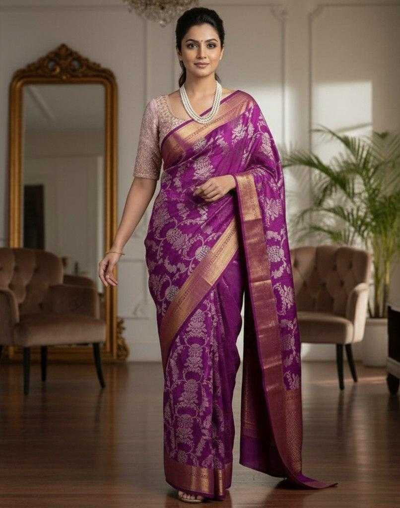 Premium Banarasi Soft Silk Saree with Woven Work & Embroidered Blouse