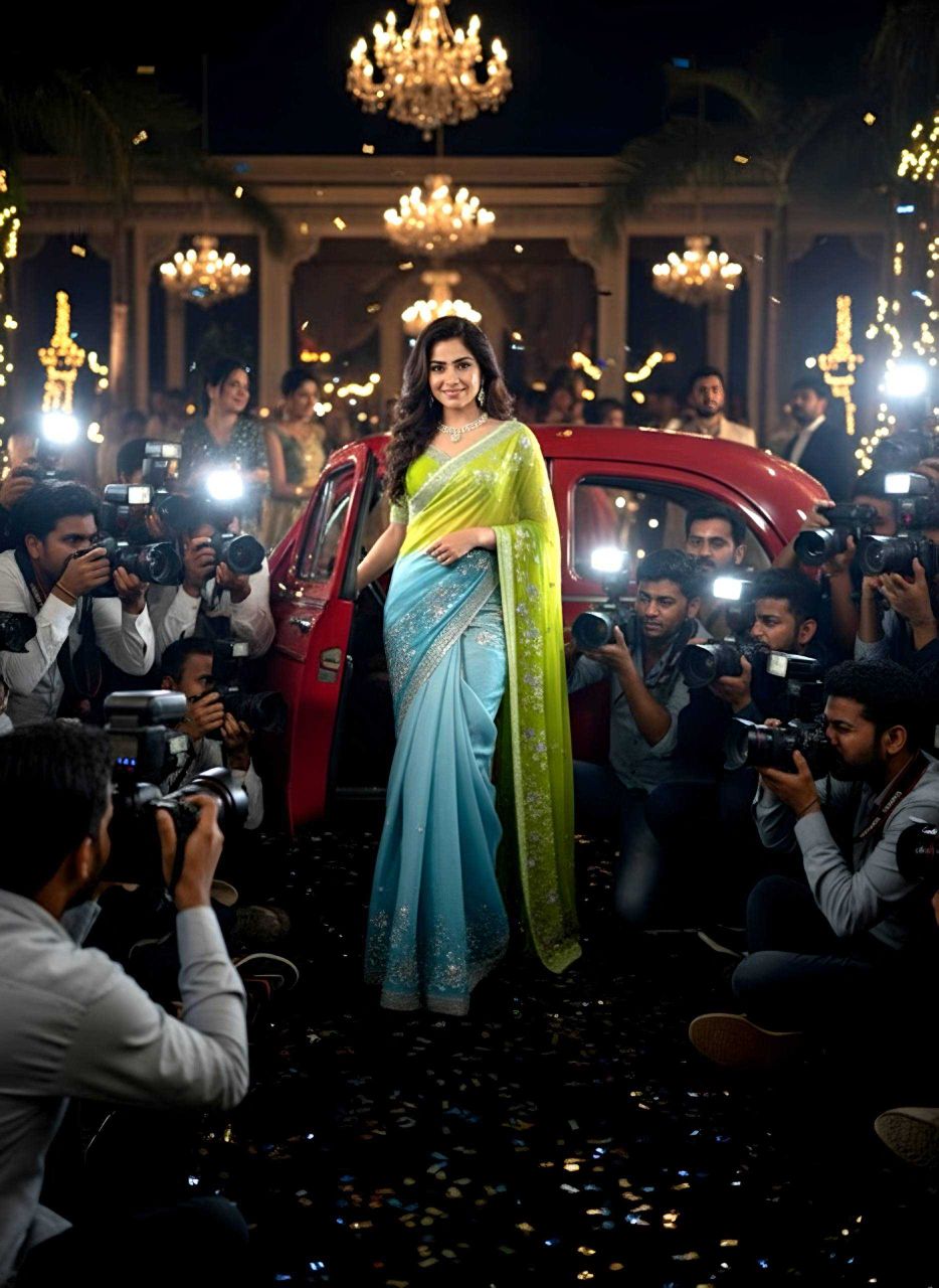 Tabby Organza Digital Print Saree with Sequence Embroidery & Mono Banglori Silk Blouse