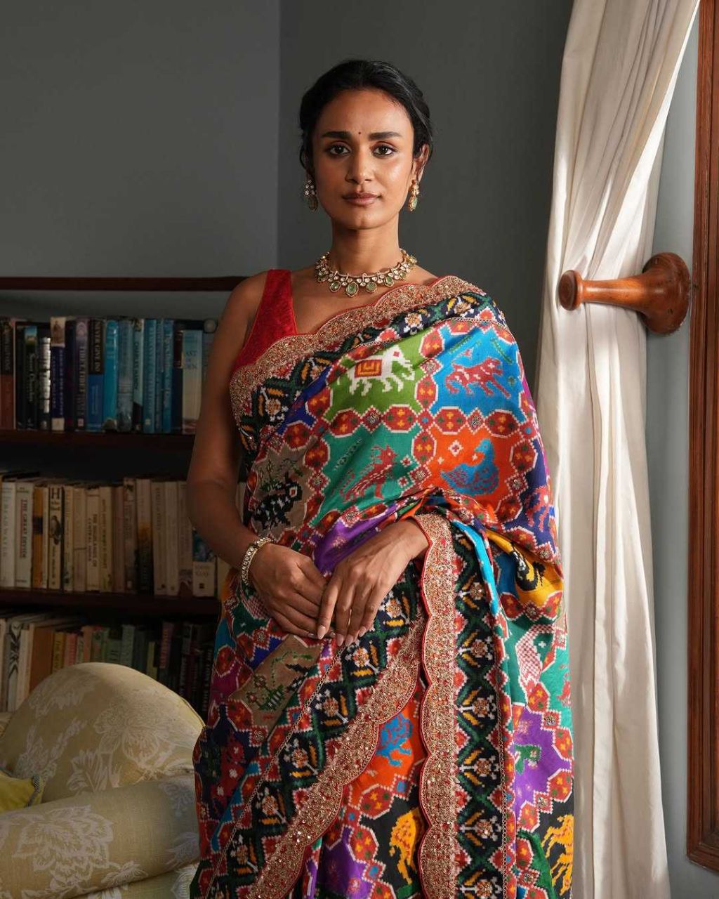 Pure Handwoven Patola Silk Saree with Running Blouse (Bandhani Work)