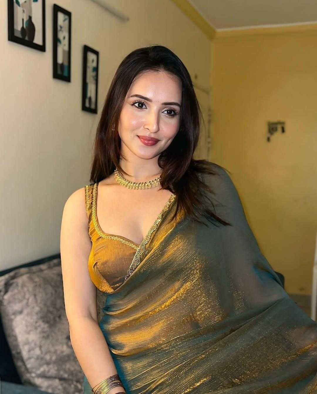 Elegant Twill Net Saree with Gold Lace Work & Matching Blouse