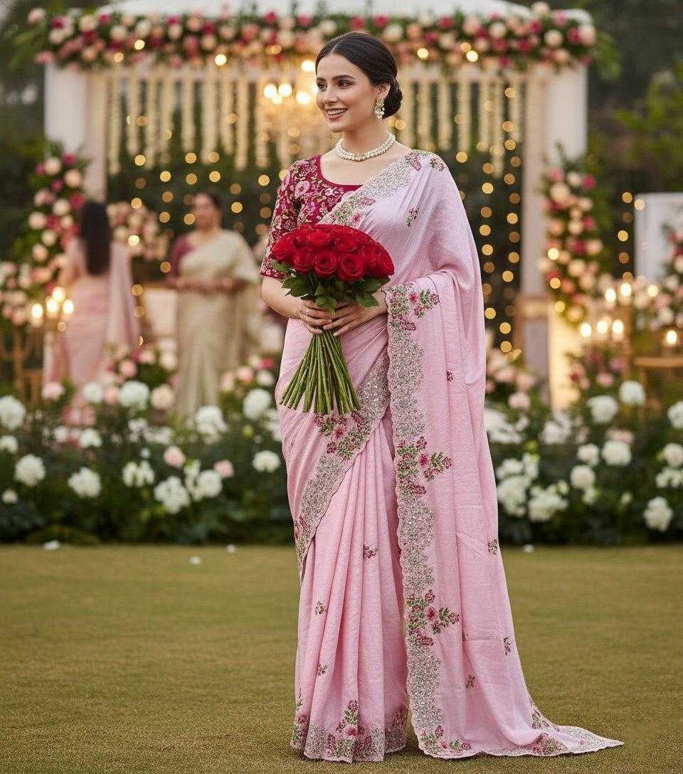 Premium Dola Silk Saree with Heavy Embroidery Work